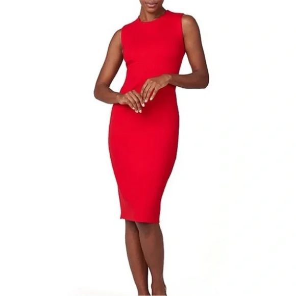 SPANX | Dresses | Spanx The Perfect Sheath Dress Size Large Red Sleeveless  Ponte Knit | Poshmark